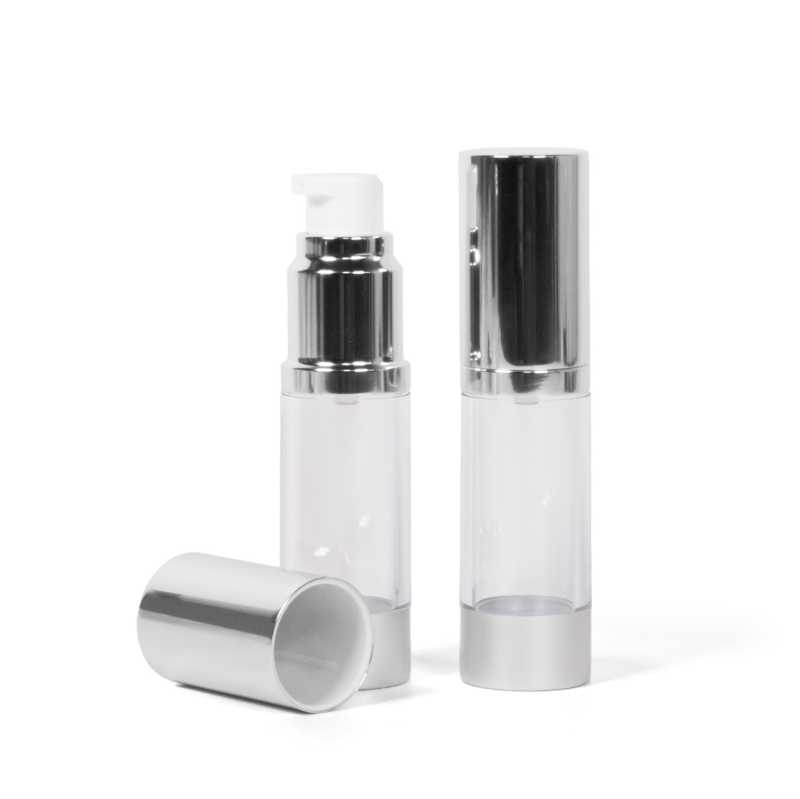 Airless palack, átlátszó, alumínium kupak, 15 ml