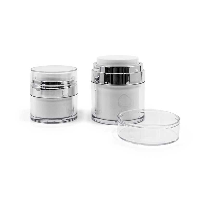 Airless tégely, fehér, ezüst szegély, 50 ml