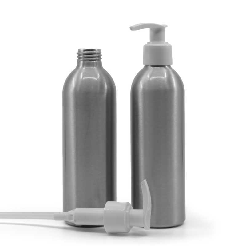 Alumínium palack fehér adagoló pumpával 225 ml