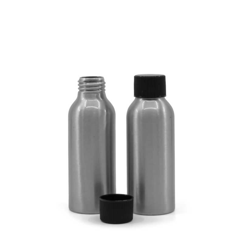 Alumínium palack fekete bordázott kupakkal, 100 ml