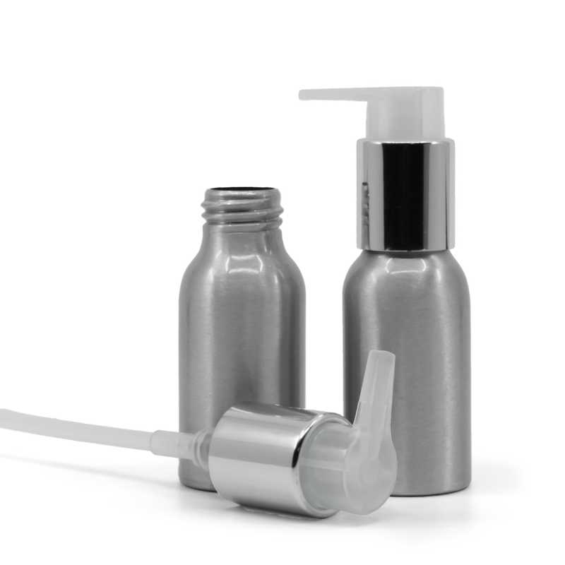 Alumínium palack fényes ezüst adagolófejjel, 50 ml