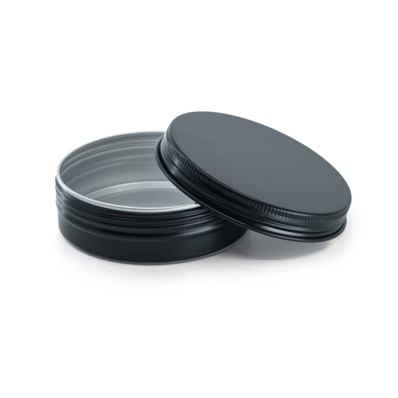 Fekete alumínium tégely fedéllel, 82 mm, 100 ml