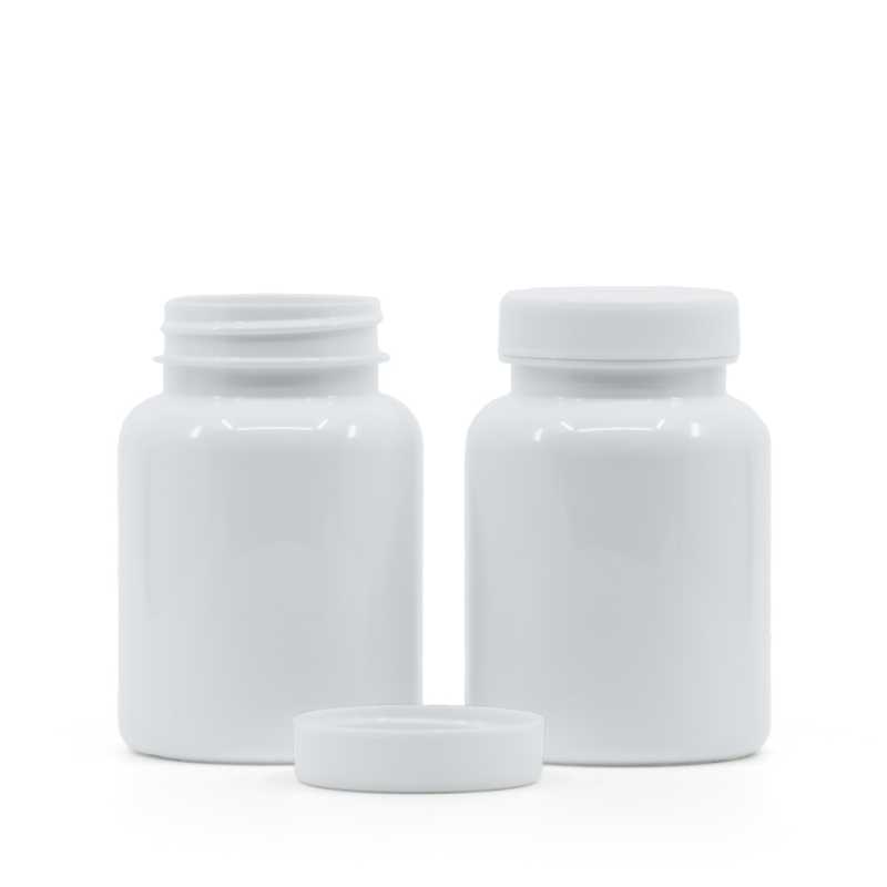 Fehér műanyag tablettás tégely fehér kupakkal 150 ml