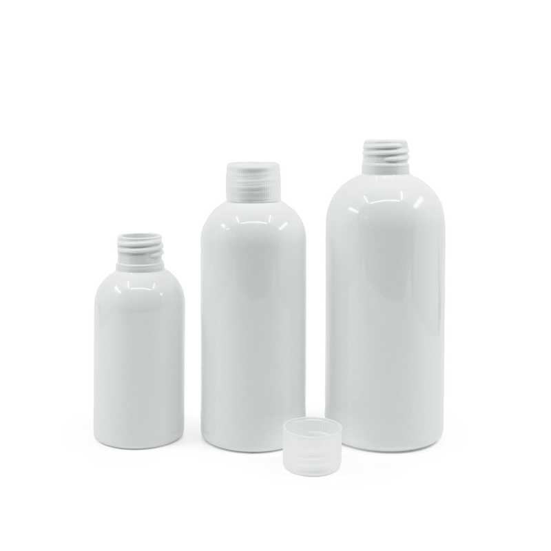 Fehér műanyag palack átlátszó kupakkal, 300 ml