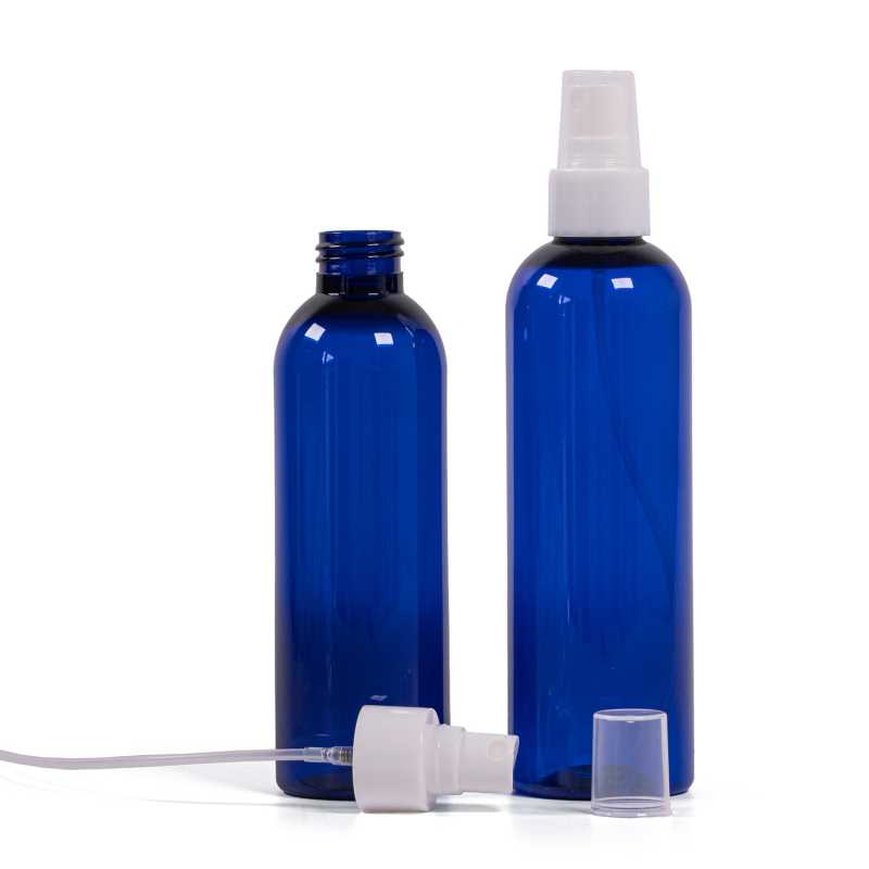 Kék műanyag palack fehér permetezőfejjel, 200 ml