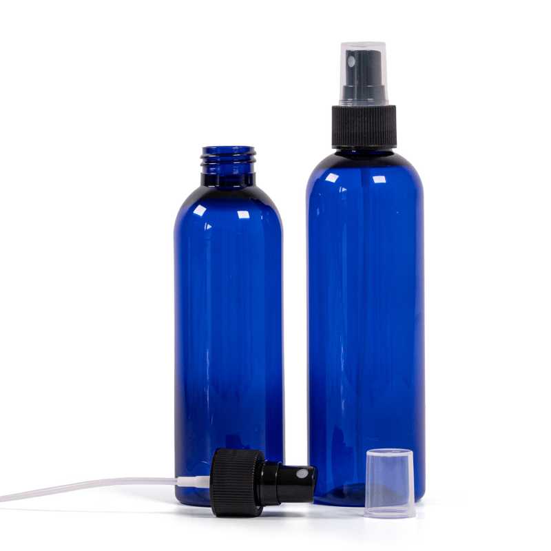 Kék műanyag palack fekete szórófejjel 200 ml