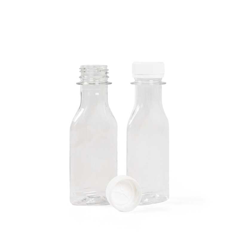 Lapos átlátszó műanyag palack, fehér kupak, 50 ml, 100 db