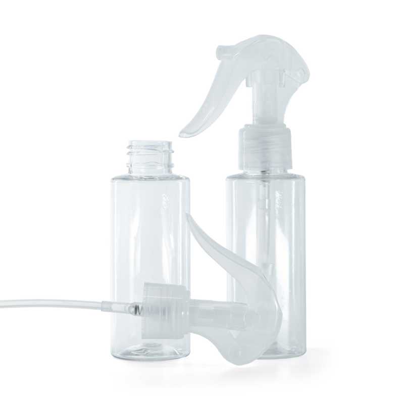 Átlátszó műanyag palack, átlátszó mini ravaszpermetező, 100 ml