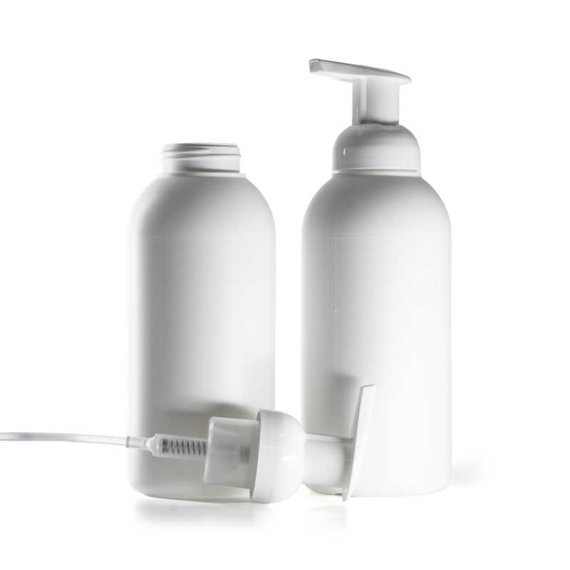 HDPE műanyag palack 40/410, fehér, habpumpa, 500 ml