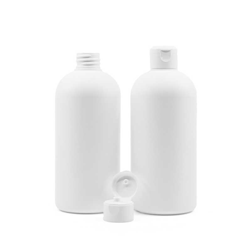 HDPE műanyag palack, fehér flip-top kupakkal, 500 ml
