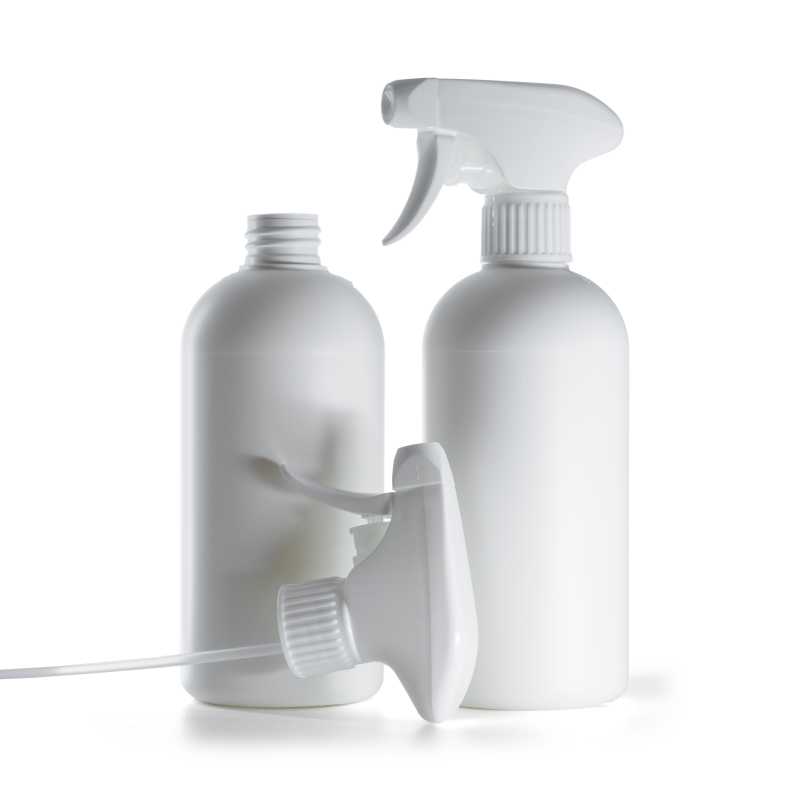 HDPE műanyag palack, fehér pumpás permetező, 500 ml