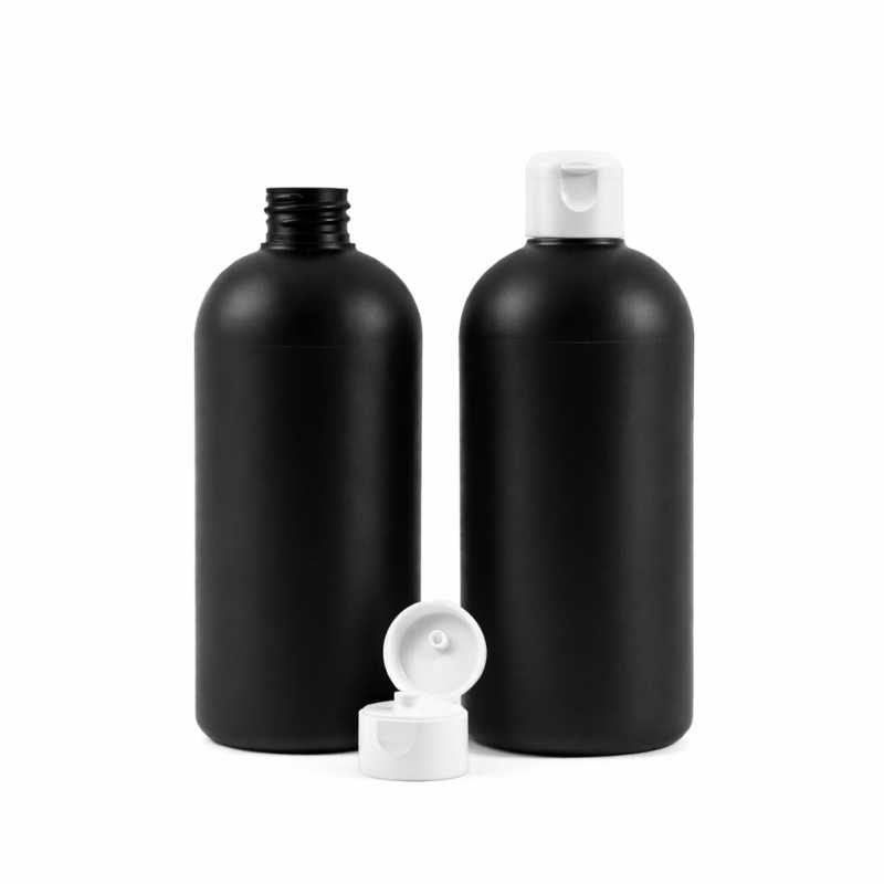 HDPE műanyag palack fekete flip-top kupakkal 500 ml