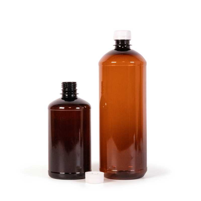 Barna műanyag palack, fehér kupak, 500 ml