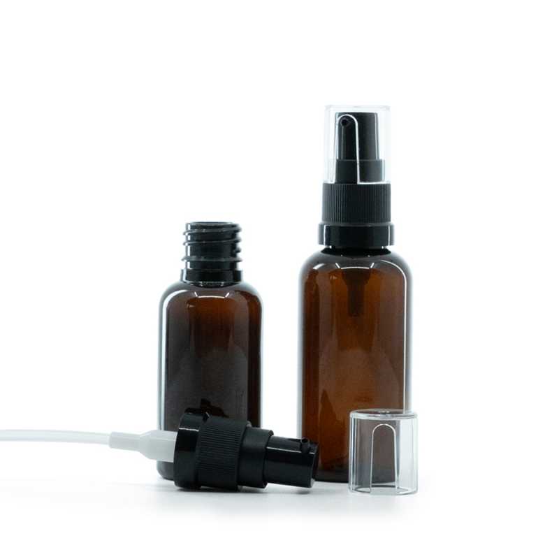 Borostyán színű műanyag palack olajpumpával 50 ml