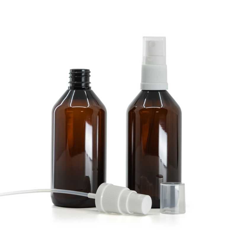 Barna műanyag palack 115 ml fehér permetezőfejjel