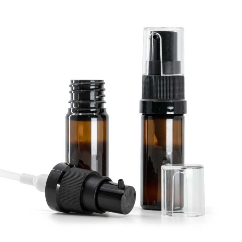 Barna műanyag palack olajadagoló pumpával 10 ml