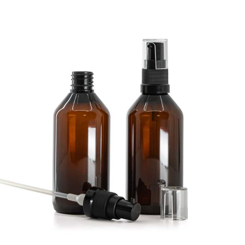 Barna műanyag palack olajadagoló pumpával 115 ml