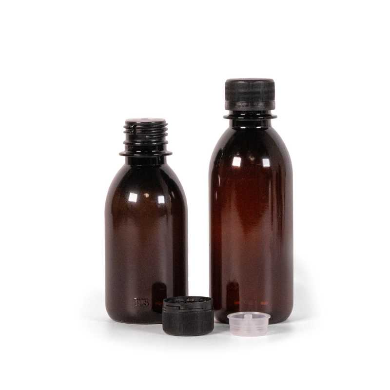 Barna műanyag flakon cseppentős kupakkal 150 ml