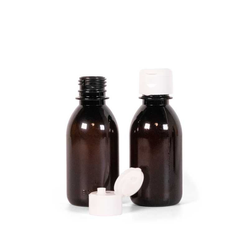 Barna műanyag palack flip-top kupakkal, 150 ml