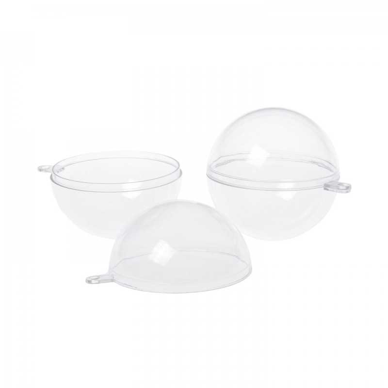 Átlátszó műanyag fürdőbomba forma gömb, kb. 5 cm