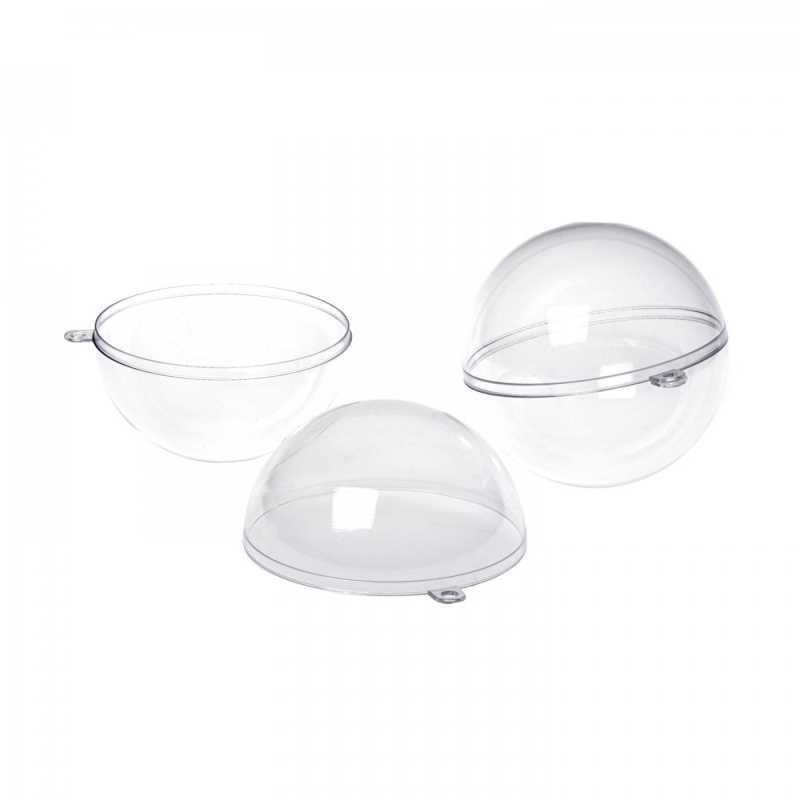 Átlátszó műanyag gömb fürdőbombákhoz, kb. 8 cm