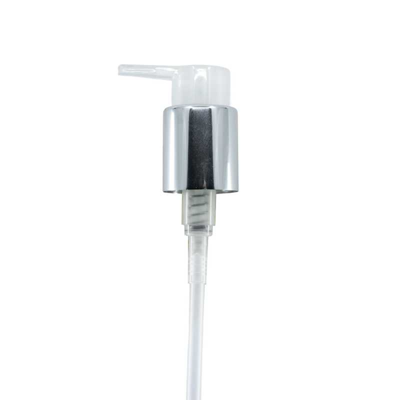 Átlátszó műanyag adagoló fényes ezüst gyűrűvel, 24/410