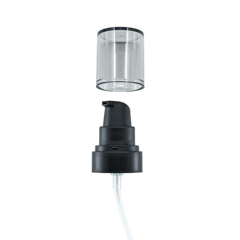 Fekete műanyag adagoló füstszínű kupakkal 24/410