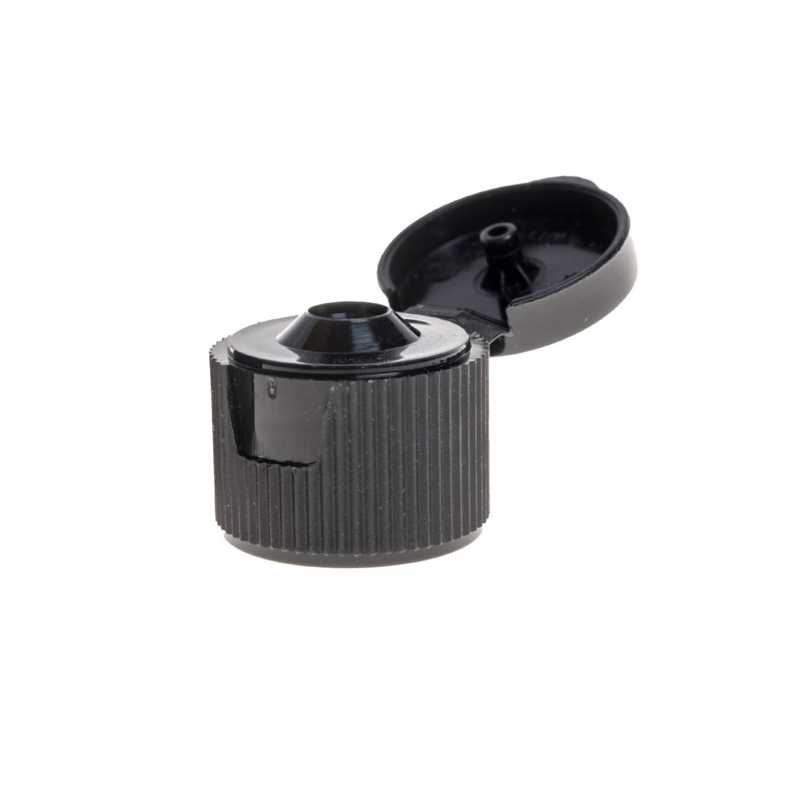Fekete műanyag flip-top kupak 18/410