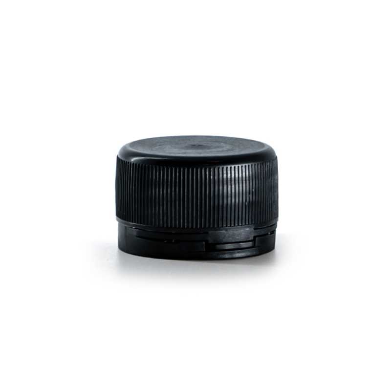 Fekete bordázott műanyag garanciazár kupak 28/410