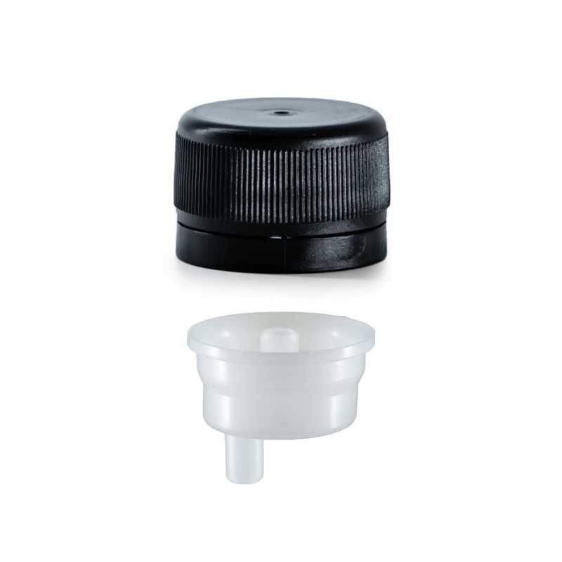 Fekete műanyag cseppentős kupak 28/415
