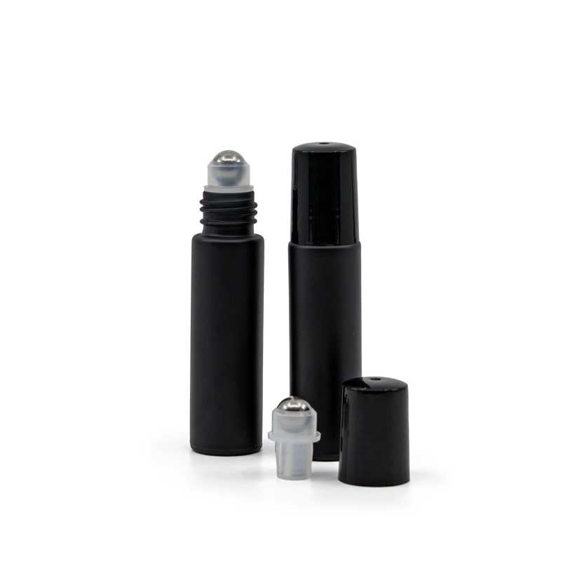 Üveg golyós palack 10 ml, matt fekete, raktáron