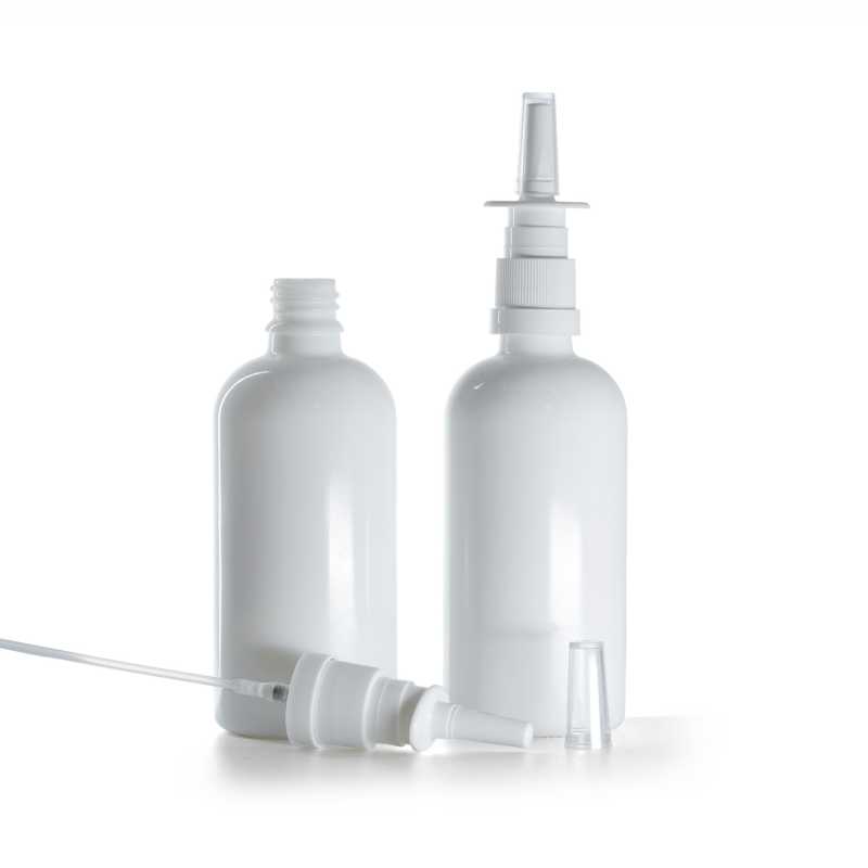 Fehér üvegpalack, orrspray adagoló, 100 ml