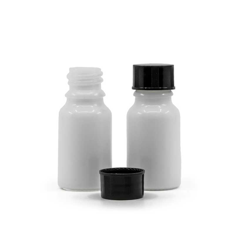 Fehér üvegpalack fekete kupakkal 10 ml