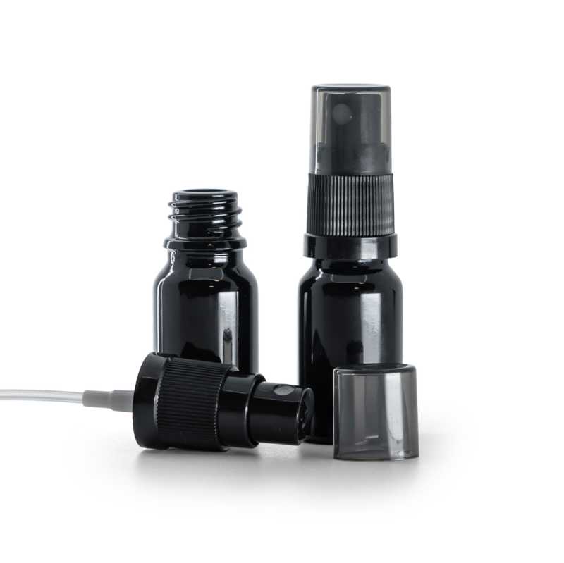 Fekete fényes üvegcse, fekete finompermetező, füstös felső kupak, 10 ml