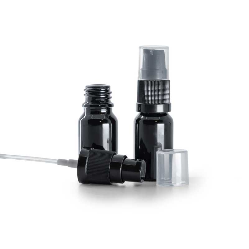 Üvegpalack, gloss black, krémadagoló pumpa, 10 ml
