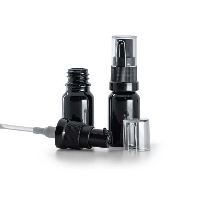 Üvegpalack, gloss black, olajadagoló, 10 ml