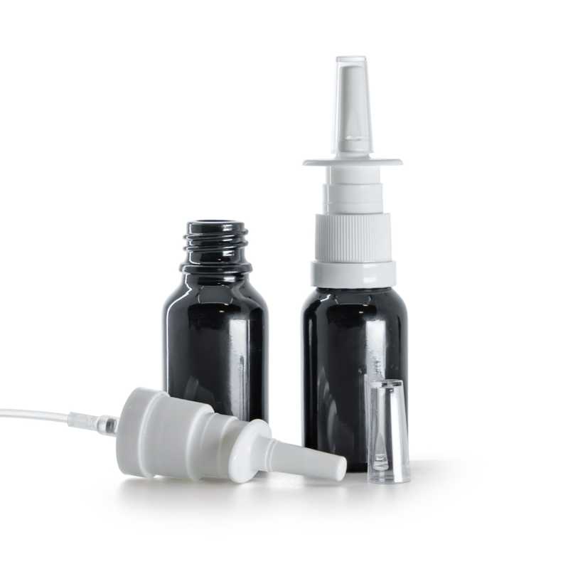 Fekete fényes üvegpalack, orrspray, 15 ml