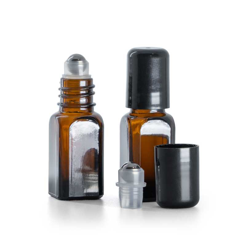Szögletes üveg roll-on palack, 10 ml