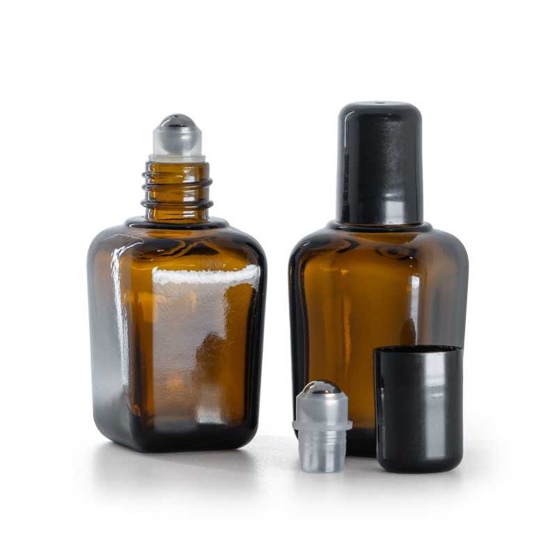 Szögletes üveg roll-on palack, 30 ml