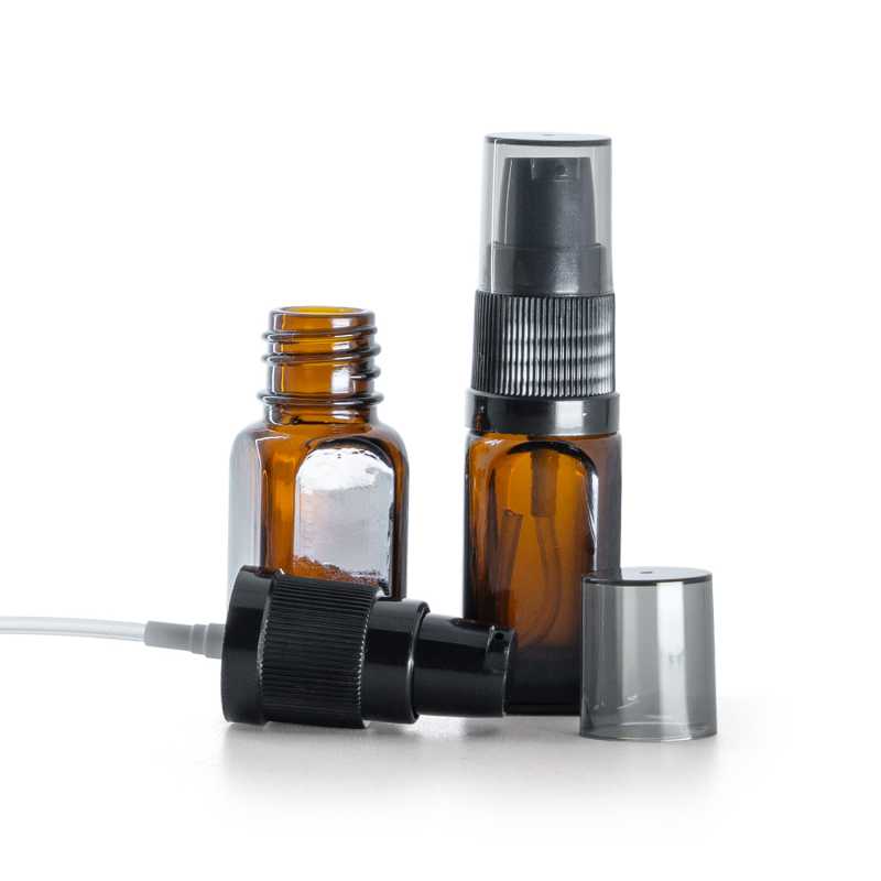 Szögletes üvegpalack krémpumpával füstszínű kupakkal 10 ml