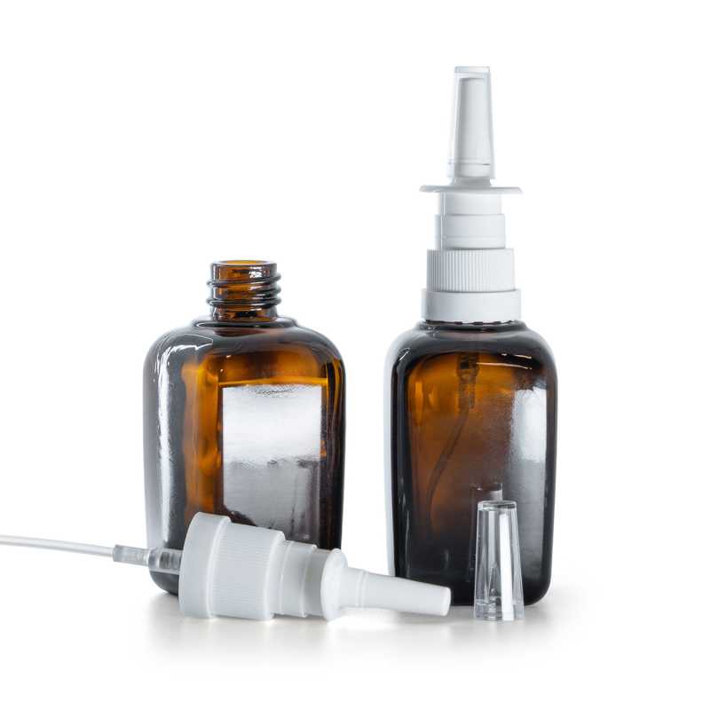 Barna, szögletes üveg orrspray adagolóval, 45 ml
