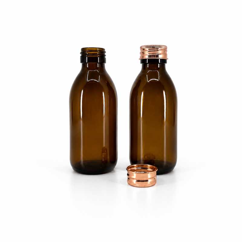 Üvegpalack, 150 ml, rózsaarany alumínium kupak