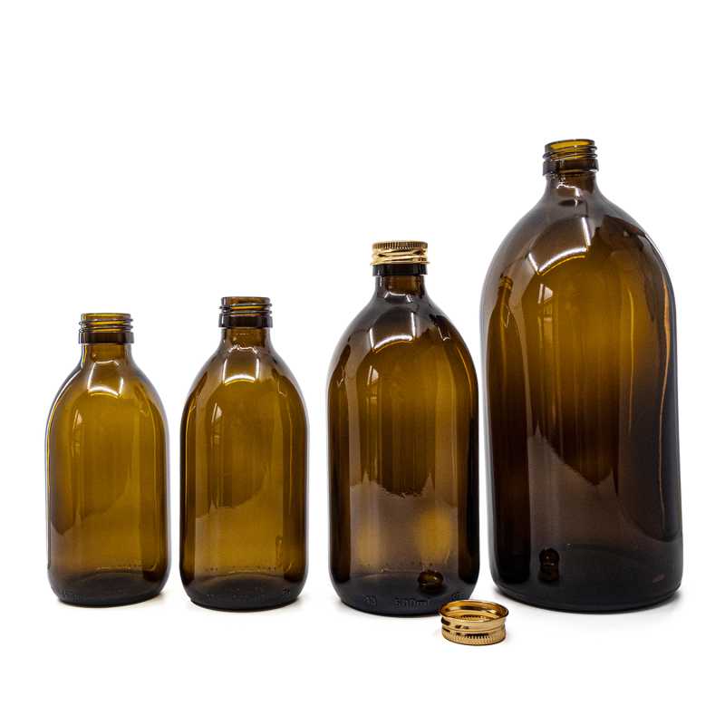 Barna üvegpalack, 28 mm, rozéarany kupak, 1 l