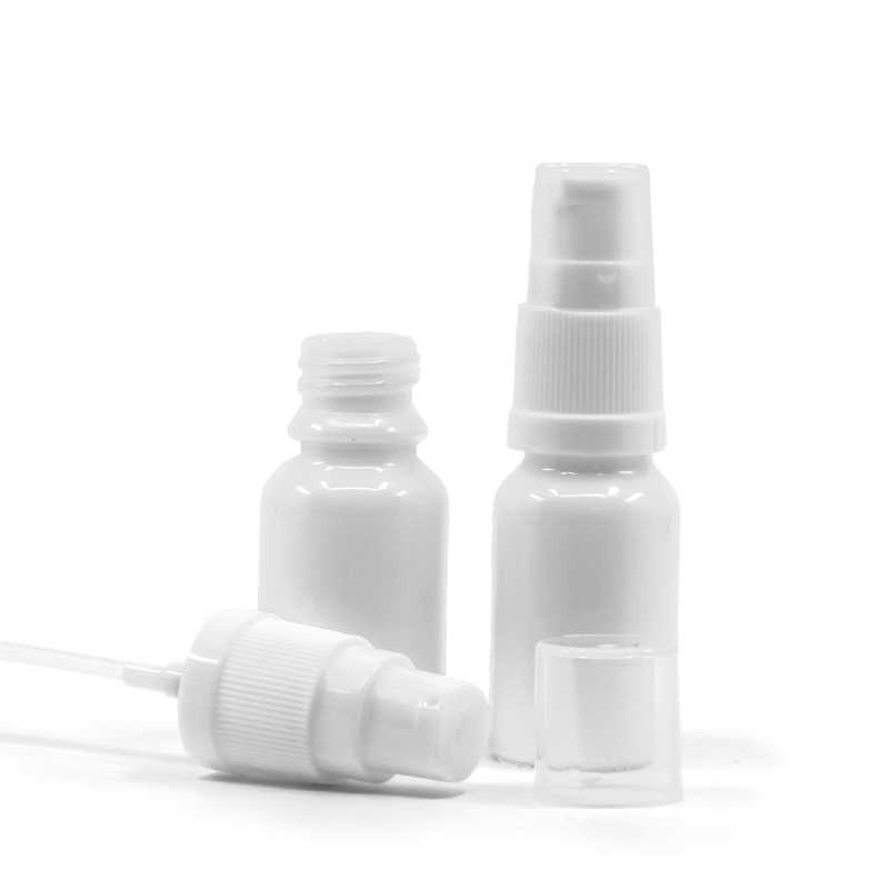 Fehér üvegpalack adagoló pumpával, 10 ml