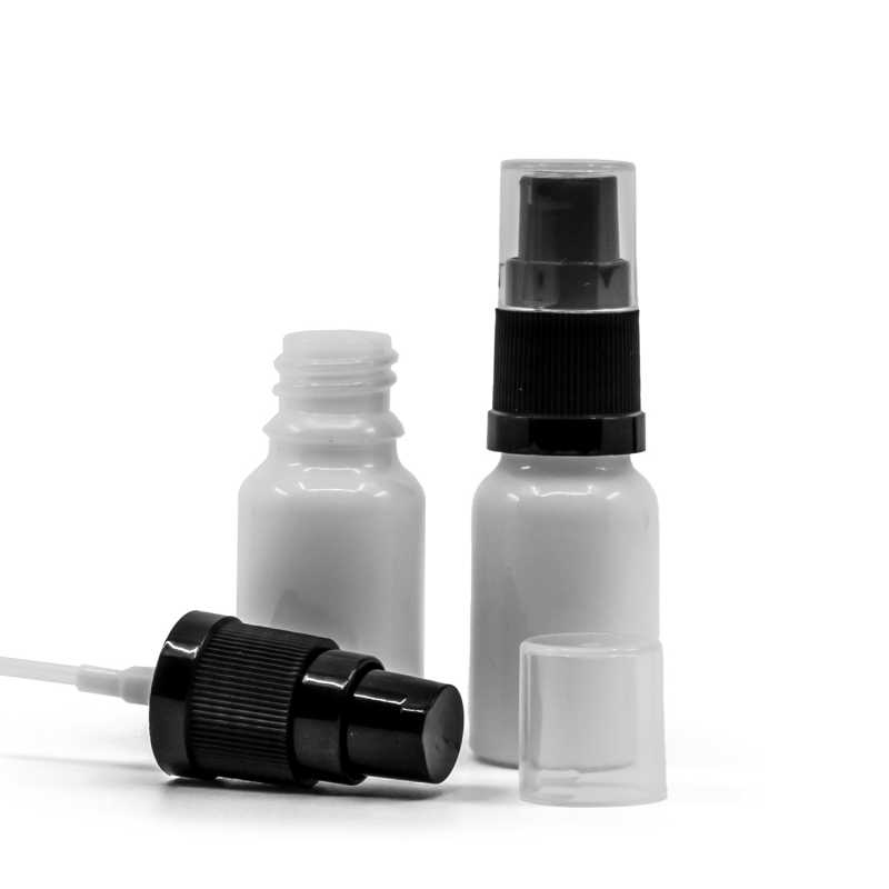 Fehér üvegpalack adagolófejes krémpumpával 10 ml
