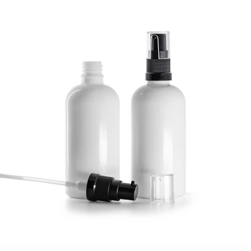 Fehér üvegpalack olajpumpával, 100 ml
