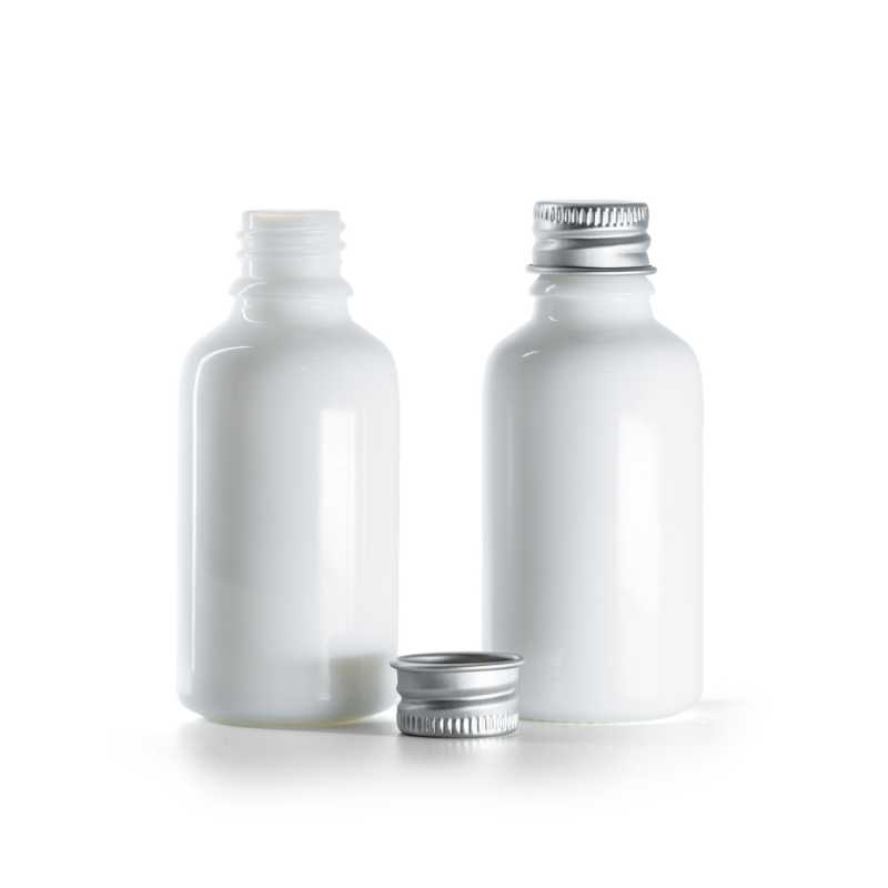Flakon, üveg, fehér, alumínium kupak, 30 ml