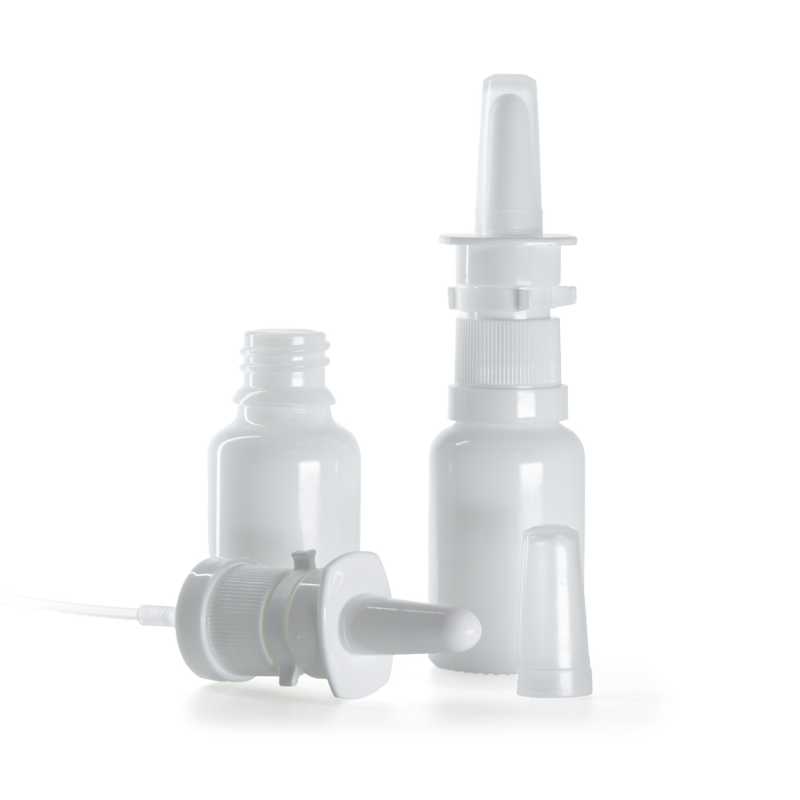 Fehér üvegpalack, orrspray, 15 ml