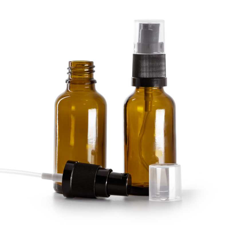 Borostyánszínű üvegpalack lotionpumpával 30 ml