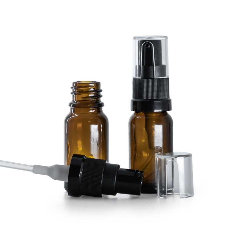 Borostyánszínű üvegpalack olajadagolóval 10 ml